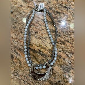 Chico’s NWT Silver and Gray Statement Necklace